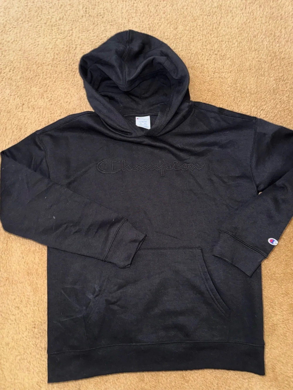 Champion Black Pullover Hoodie with Tonal Script